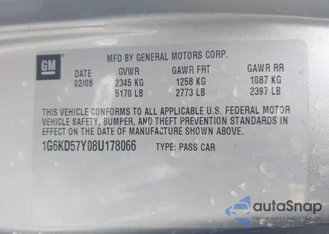 2008 Cadillac Dts 1Sb z USA, uszkodzony, nr VIN 1G6KD57Y08U178066